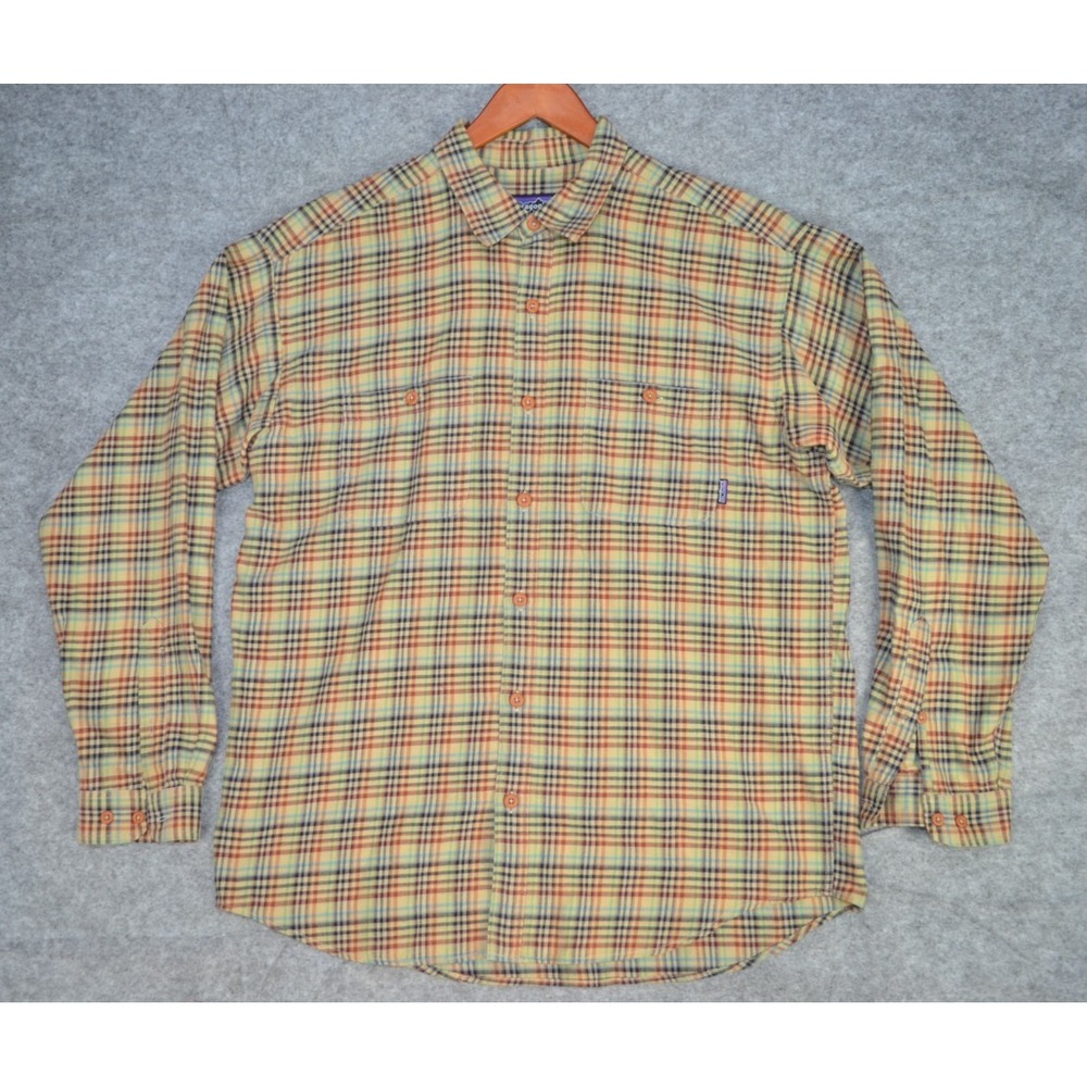 Patagonia Flannel Shirt Mens L Multicolor Plaid Long‎ Sleeve Pockets Button-Up